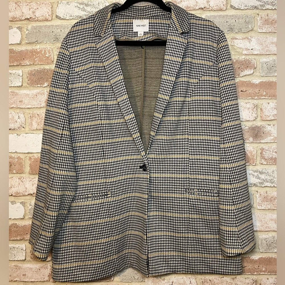 Nine West Houndstooth Check Women's Blazer Size XL Academia